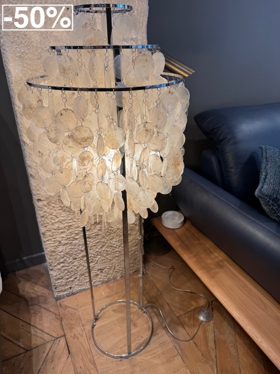 Lampe sur pied FUN 1STM chrome & nacre VERPAN Verner Panton