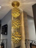 Plafonnier design Verpan Triple Spirale Dorée SP3, déstockage Paris