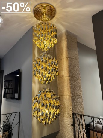 Plafonnier design Verpan Triple Spirale Dorée SP3, déstockage Paris