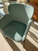 Fauteuil TON GINGER velours bleu pieds hêtre noir