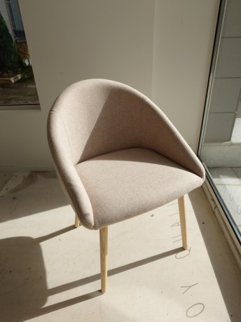 Fauteuil BLOOM LUXY M laine beige pieds frêne massif