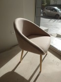 Fauteuil BLOOM LUXY M laine beige pieds frêne massif