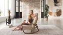 DODIN, fauteuil à bascule rocking chair, bois massif & tissu ou cuir