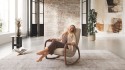 DODIN, fauteuil à bascule rocking chair, bois massif & tissu ou cuir