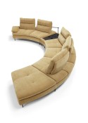 Canapé d'angle arrondi MOONSHINE modulable, dossiers & accoudoir réglables, tissu ou cuir