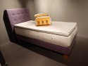 Lit complet 90 x 200 cm 100 % BIO PRESTIGE matelas & surmatelas MASTERPIECE VitalWOOD + sommier + tête de lit tissu amethyst