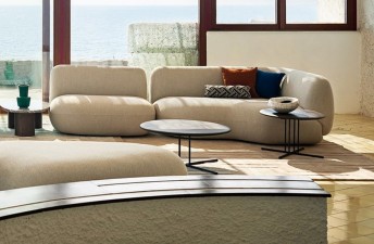 BABYLON, canapé d'angle modulable forme organique en tissu