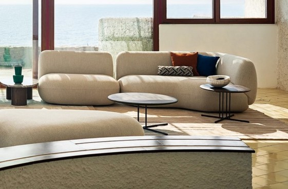 BABYLON, canapé d'angle modulable forme organique en tissu