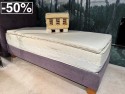 Lit complet 90 x 200 cm 100 % BIO PRESTIGE matelas & surmatelas MASTERPIECE VitalWOOD + sommier + tête de lit tissu amethyst