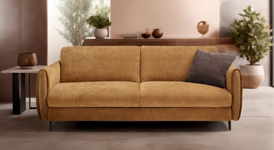 Canapé convertible BROADWAY design tissu matelas mousse ou mousse mémoire de forme