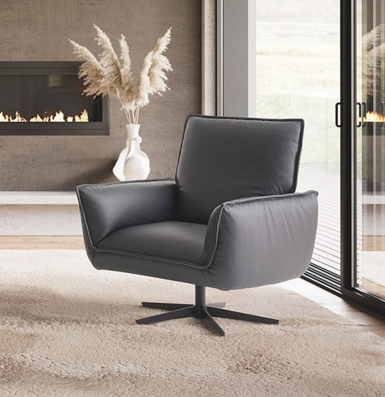 Fauteuil pivotant cubique design compact ADORATION cuir ou tissu