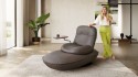 BEACHER, chaise longue de relaxation manuelle pivotante cuir, cuir de taureau ou tissu
