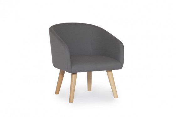 BLOOM, fauteuil tapissé tissu ou cuir, pieds bois