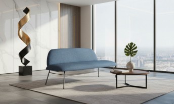 AVA banquette 2 places design LUXY, tissu ou cuir, piètement métal en couleur