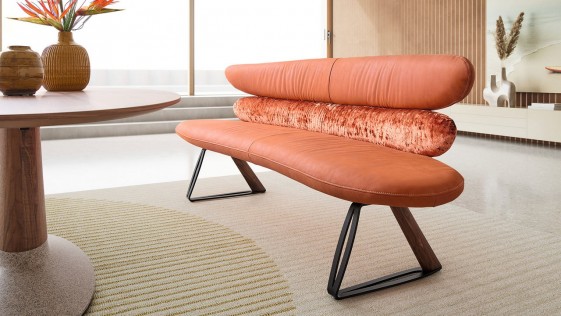 BANANA, banquette design organique cuir ou tissu ou bi-matière