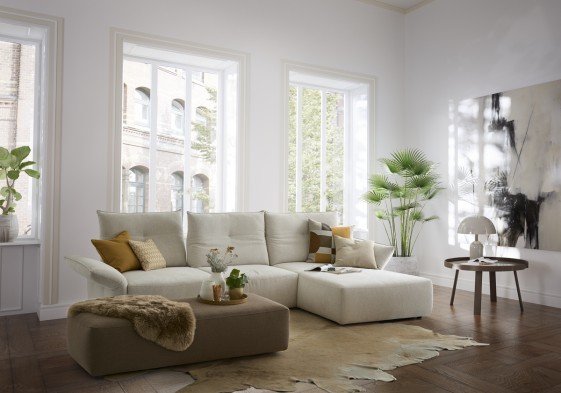 HAPPY.LOUNGE, canapé d'angle ultraconfortable tissu ou cuir