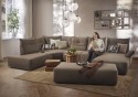 Grand canapé d'angle en U, HAPPY.LOUNGE réglable en profondeur tissu ou cuir