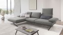 Canapé angle ABALIN chaise longue dossiers déployables cuir ou tissu