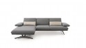 Canapé angle ABALIN chaise longue dossiers déployables cuir ou tissu