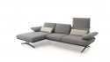 Canapé angle ABALIN chaise longue dossiers déployables cuir ou tissu