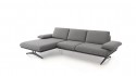 Canapé angle ABALIN chaise longue dossiers déployables cuir ou tissu