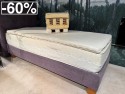 Lit complet 90 x 200 cm 100 % BIO PRESTIGE matelas & surmatelas MASTERPIECE VitalWOOD + sommier + tête de lit tissu bramble