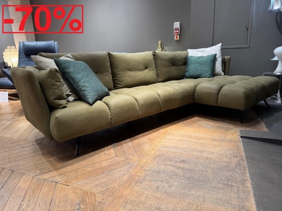 Canapé cuir angle chaise longue droite vert bubble 3d HUNKY-DORY