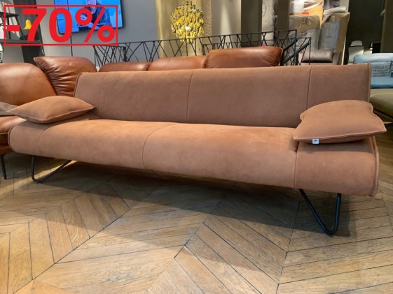Canapé cuir pleine fleur nubuck BABY.LOO design teinte cougar