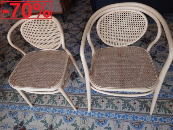 Chaise & fauteuil en bois de hêtre courbé & cannage LEGEND naturel