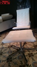 Chaise longue + repose pied TAYLORD LUXY cuir pleine fleur blanc