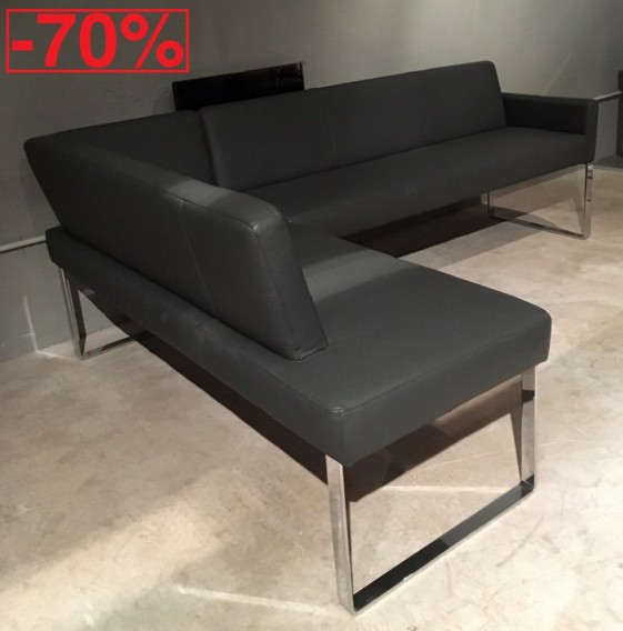 Coin repas & 2 fauteuils PUREdining cuir Nubia graphite