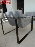 Fauteuil cubique RON cuir gris foncé poncé
