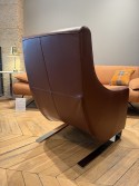 Fauteuil design Buddy cuir pleine fleur nature marone