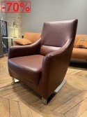 Fauteuil design Buddy cuir pleine fleur nature marone