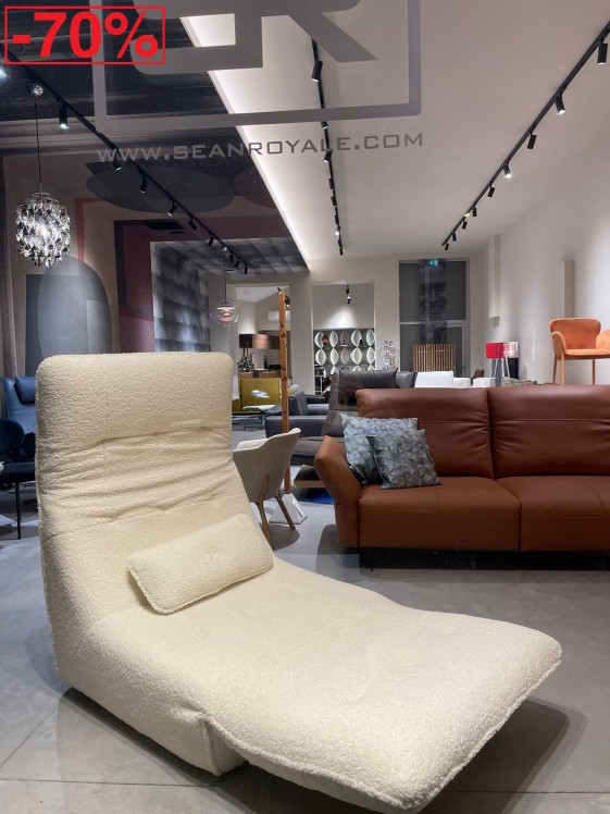 AMAZE.ME fauteuil lounger tissu ivoire bouclettes Ourson