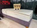 Lit complet 90 x 200 cm 100 % BIO PRESTIGE matelas & surmatelas MASTERPIECE VitalWOOD + sommier + tête de lit tissu bramble