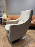 Fauteuil Buddy design cuir pleine fleur Deluxe Ultra beige taupe