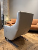 Fauteuil Buddy design cuir pleine fleur Deluxe Ultra beige taupe