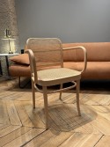 Fauteuil 811 en hêtre teinte naturelle assise & dossier en cannage