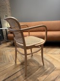 Fauteuil 811 en hêtre teinte naturelle assise & dossier en cannage