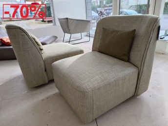 Paire de fauteuils sans accoudoir HEARTY.B tissu chiné vert tilleul