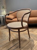 Fauteuil 33 bois massif de hêtre teinte Nougat assise & dossier en cannage