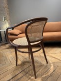 Fauteuil 33 bois massif de hêtre teinte Nougat assise & dossier en cannage