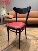 Chaise BANANA bois massif de hêtre teinte Black Grain, tapissage Kaiman simili cuir Lou Red