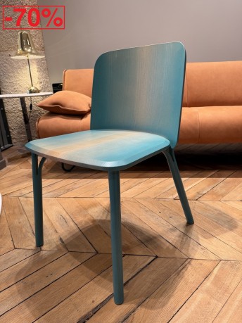 Chaise SPLIT bois massif de frêne, finition dégradé Turquoise