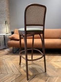 Tabouret 811 HOFFMANN bois massif de hêtre Classic, tapissé en tissu 