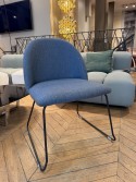 Chaise BLOOM S tissu bleu, pieds luges noirs