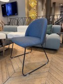 Chaise BLOOM S tissu bleu, pieds luges noirs