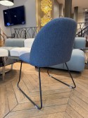 Chaise BLOOM S tissu bleu, pieds luges noirs
