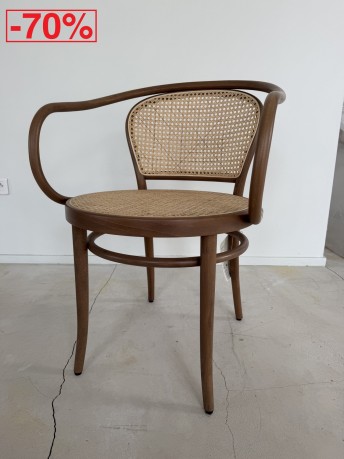 Fauteuil 33 bois massif de hêtre dark chocolate assise & dossier en cannage
